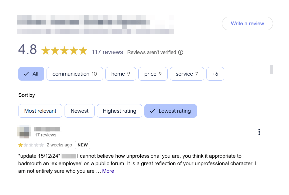 Estate Agency review profile before our removal work