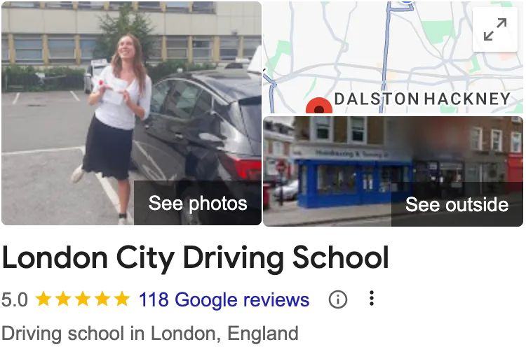 Google Business Profile stats screenshot for a driving school