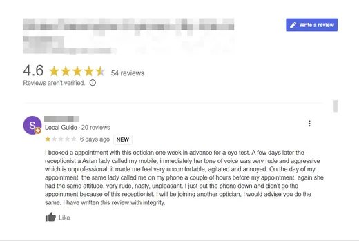 Optician review profile before our removal work