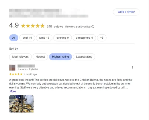 Restaurant review profile after our removal work
