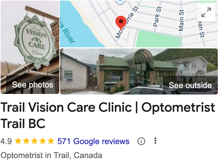 Trail Vision Care Clinic Google Business Profile